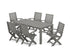 POLYWOOD Signature Folding Chair 7-Piece Parsons Dining Set in Slate Grey