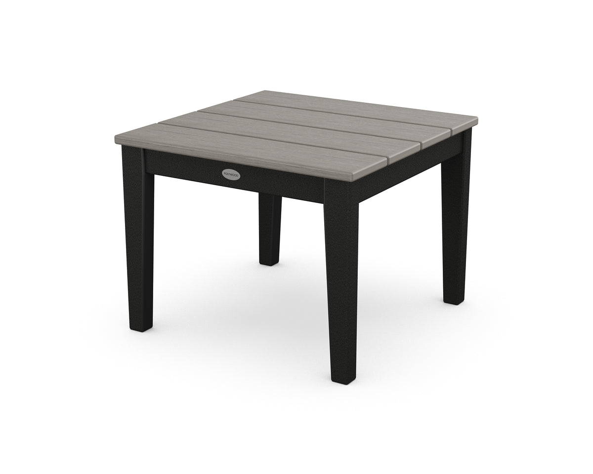 POLYWOOD Newport 22" End Table in Black / Driftwood