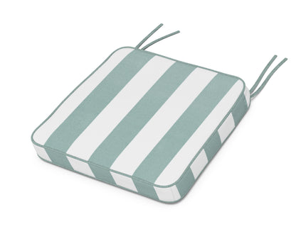 POLYWOOD Chinoiserie Side Chair Seat Cushion in Cabana Stripe Glacier Spa