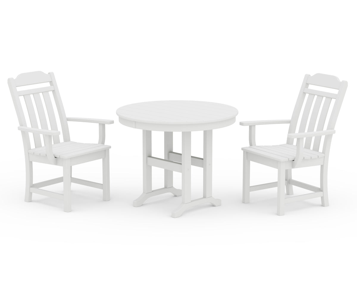 POLYWOOD Cottage 3-Piece Farmhouse Dining Set in White