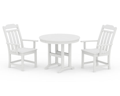 POLYWOOD Cottage 3-Piece Farmhouse Dining Set in White