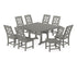 POLYWOOD Chinoiserie 9-Piece Square Side Chair Dining Set with Trestle Legs in Slate Grey
