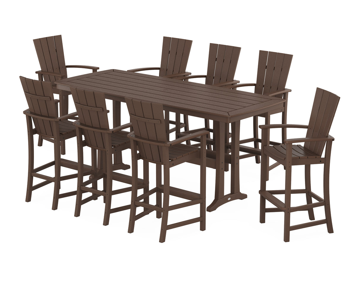 POLYWOOD Quattro Adirondack 9-Piece Bar Set with Trestle Legs in Mahogany