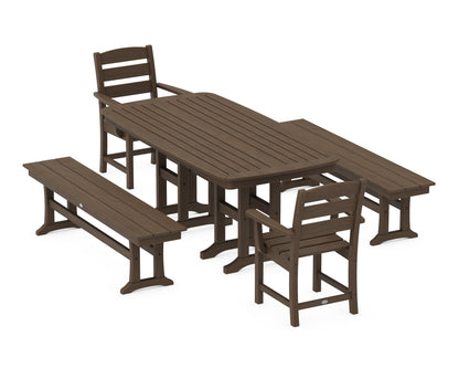 POLYWOOD Lakeside 5-Piece Dining Set with Benches - 37" x 72" Table in Kona