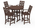 POLYWOOD Country Living Wovendale 5-Piece Round Farmhouse Bar Set in Mahogany
