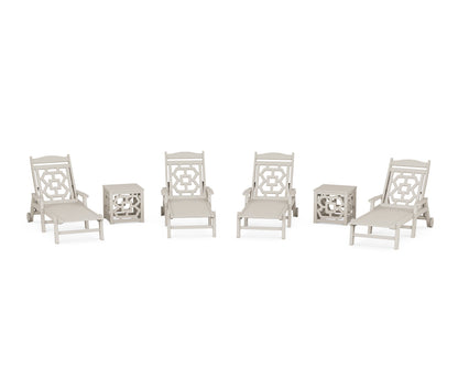 POLYWOOD Chinoiserie 6-Piece Chaise Set in Sand