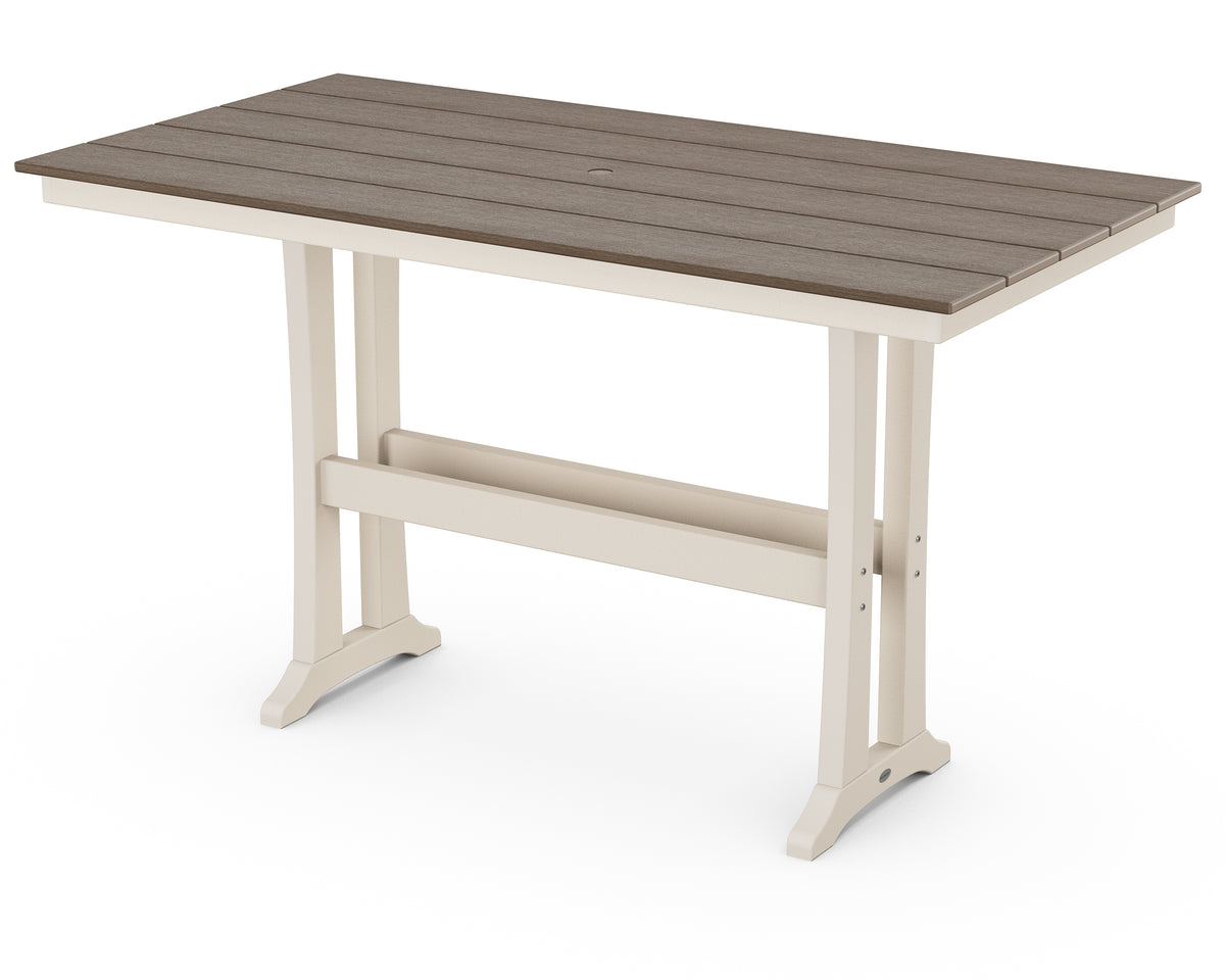 POLYWOOD Farmhouse Trestle 37" x 72" Bar Table in Sand / Kona