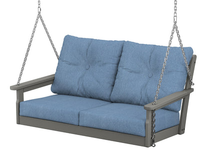 POLYWOOD Vineyard Deep Seating Swing in Slate Grey / Sky Blue