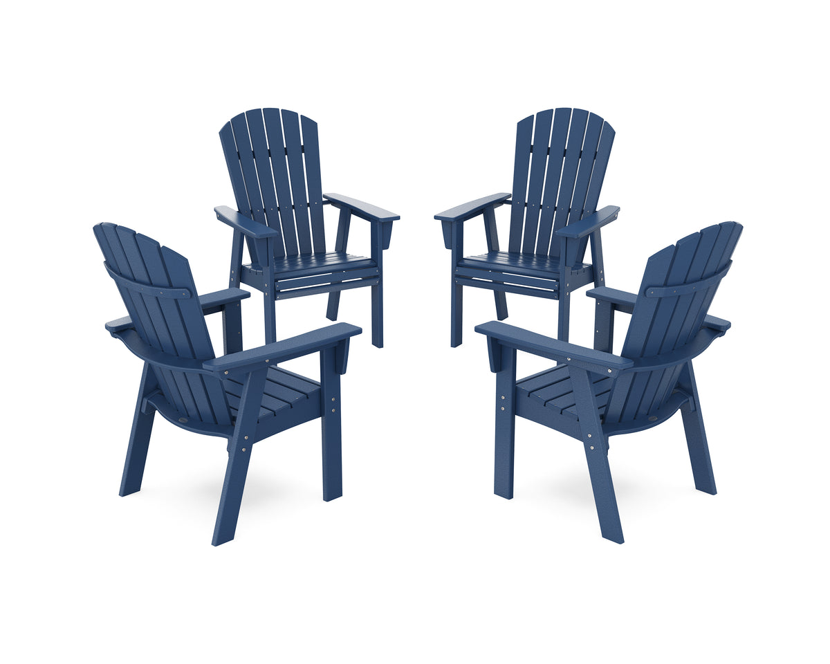 POLYWOOD Nautical 4-Piece Curveback Upright Adirondack Conversation Set in Navy