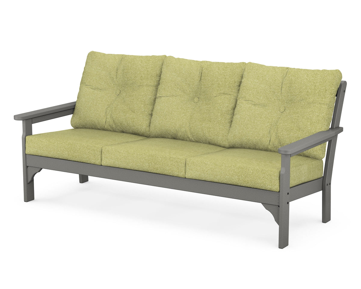 POLYWOOD Vineyard Deep Seating Sofa in Slate Grey / Chartreuse Boucle