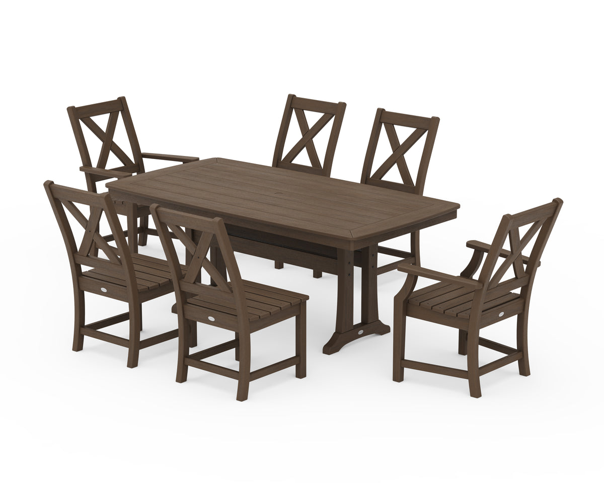 POLYWOOD Braxton 7-Piece Dining Set with Trestle Legs in Kona