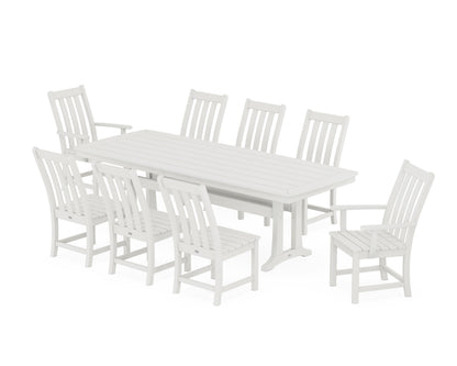POLYWOOD Vineyard 9-Piece Dining Set with Trestle Legs in Vintage White