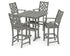 POLYWOOD Country Living Wovendale 5-Piece Farmhouse Bar Set with Trestle Legs in Slate Grey