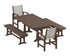 POLYWOOD Coastal 5-Piece Farmhouse Dining Set with Trestle Legs and Benches in Mahogany / Birch