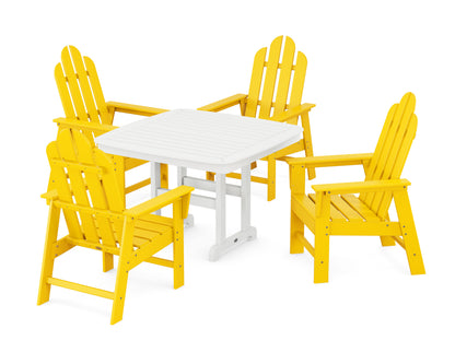 POLYWOOD Long Island 5-Piece Dining Set with Trestle Legs - 44" Table in Lemon / White