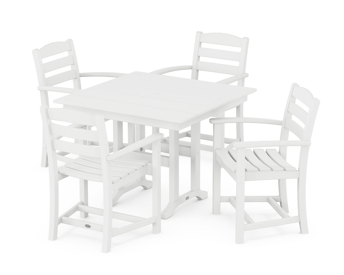POLYWOOD La Casa Café 5-Piece Farmhouse Dining Set in White