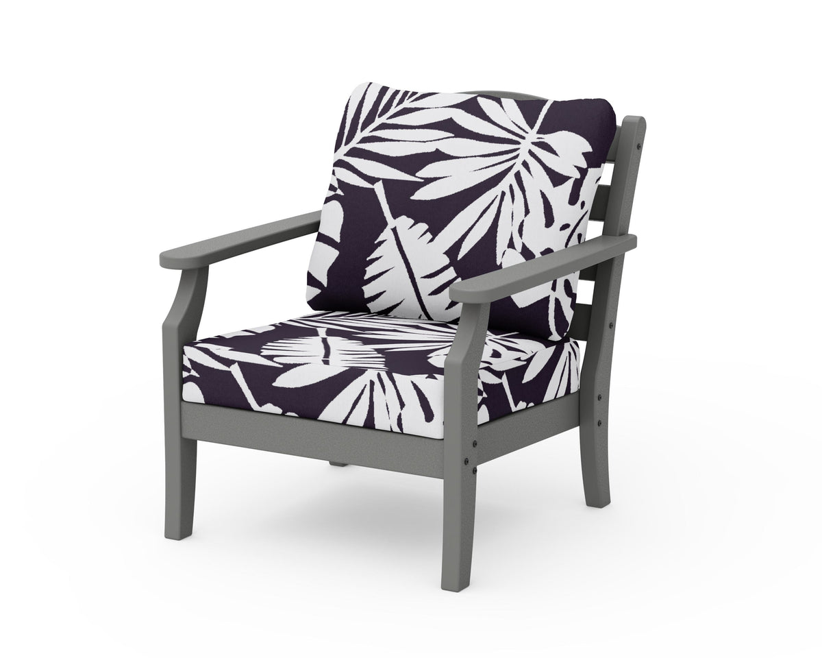 POLYWOOD Savannah Deep Seating Chair in Slate Grey / Leaf Navy