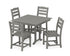 POLYWOOD La Casa Café Side Chair 5-Piece Farmhouse Dining Set in Slate Grey