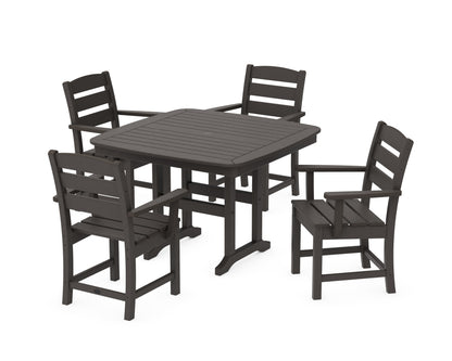 POLYWOOD Lakeside 5-Piece Dining Set with Trestle Legs - 44" Table in Vintage Coffee