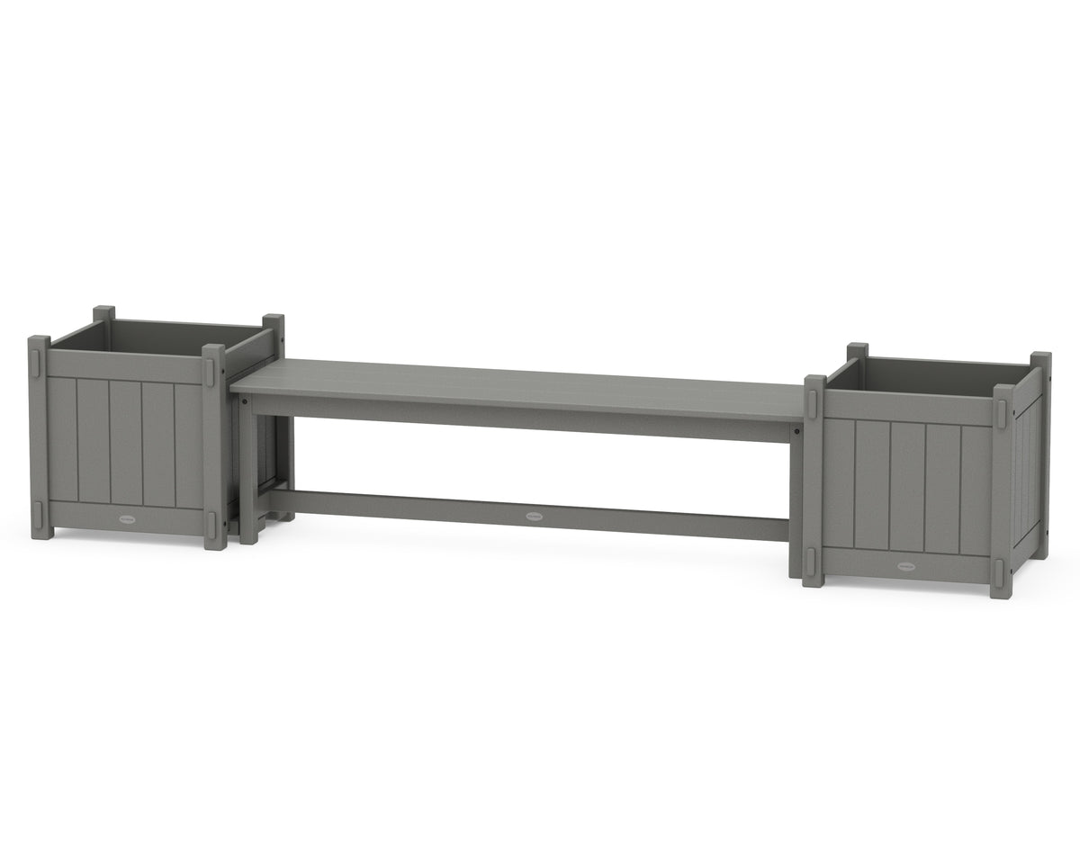 POLYWOOD 60" Vineyard Straight Planter Bench Set - Large in Slate Grey