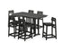 POLYWOOD Modern Studio Plaza Lowback Bar Chair 7-Piece Set in Black
