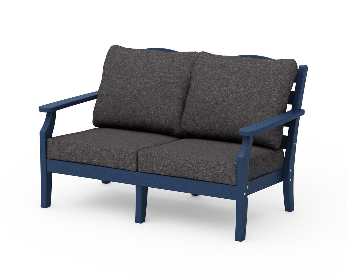 POLYWOOD Savannah Deep Seating Loveseat in Navy / Ash Charcoal