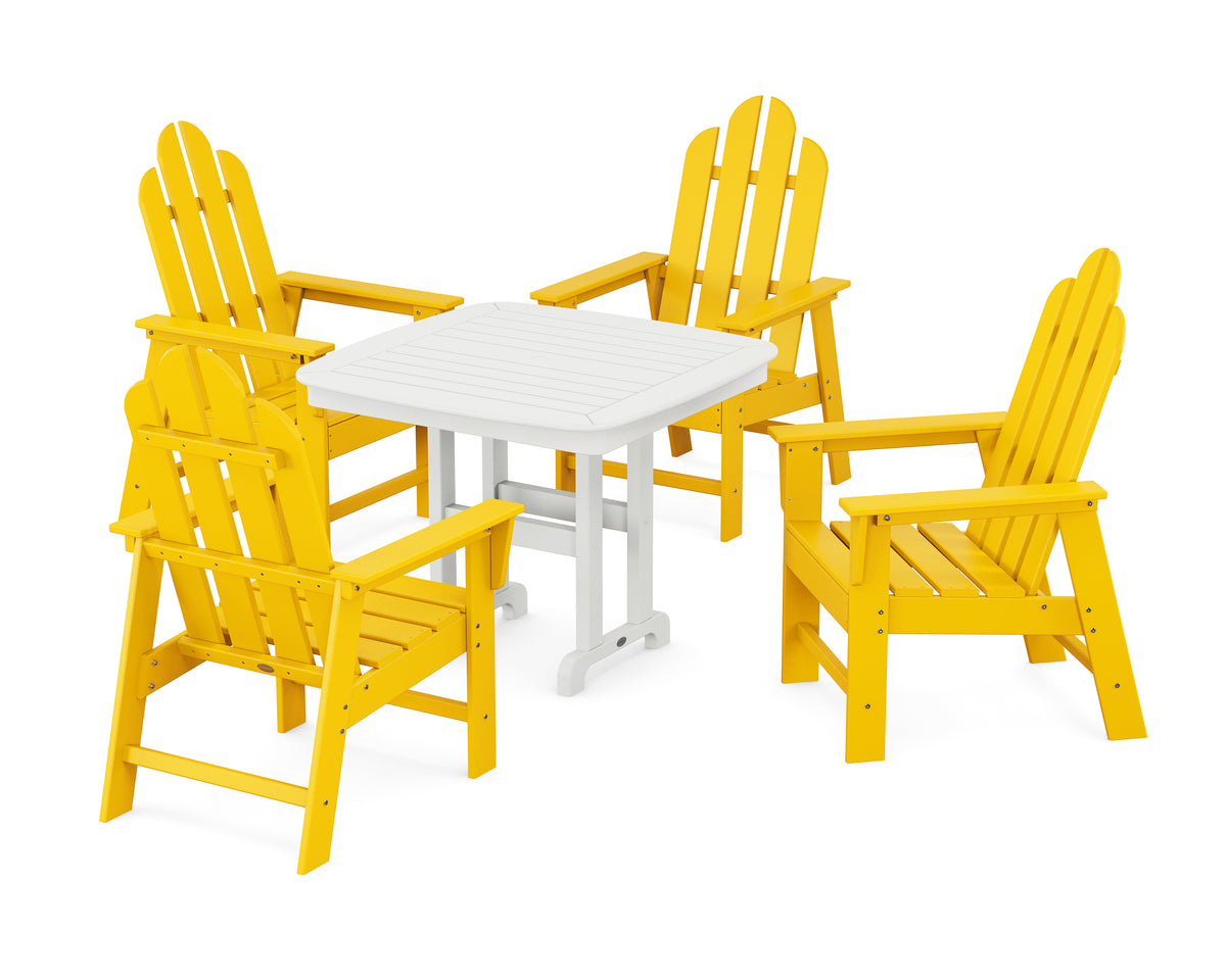 POLYWOOD Long Island 5-Piece Dining Set in Lemon / White