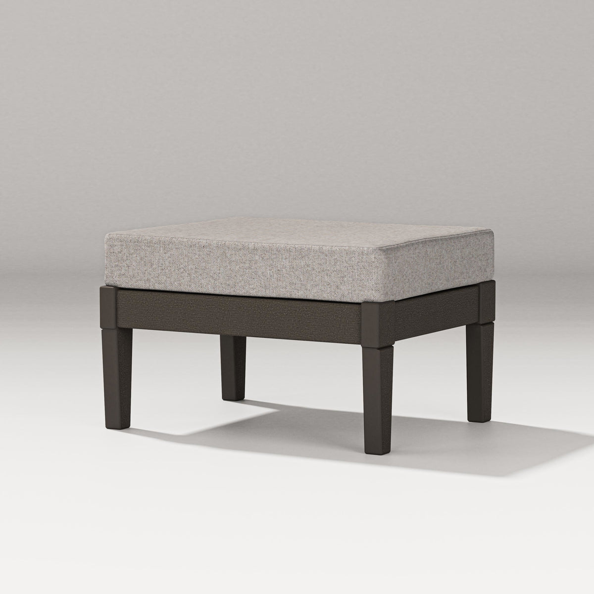 POLYWOOD Estate Lounge Ottoman in Vintage Coffee / Weathered Tweed