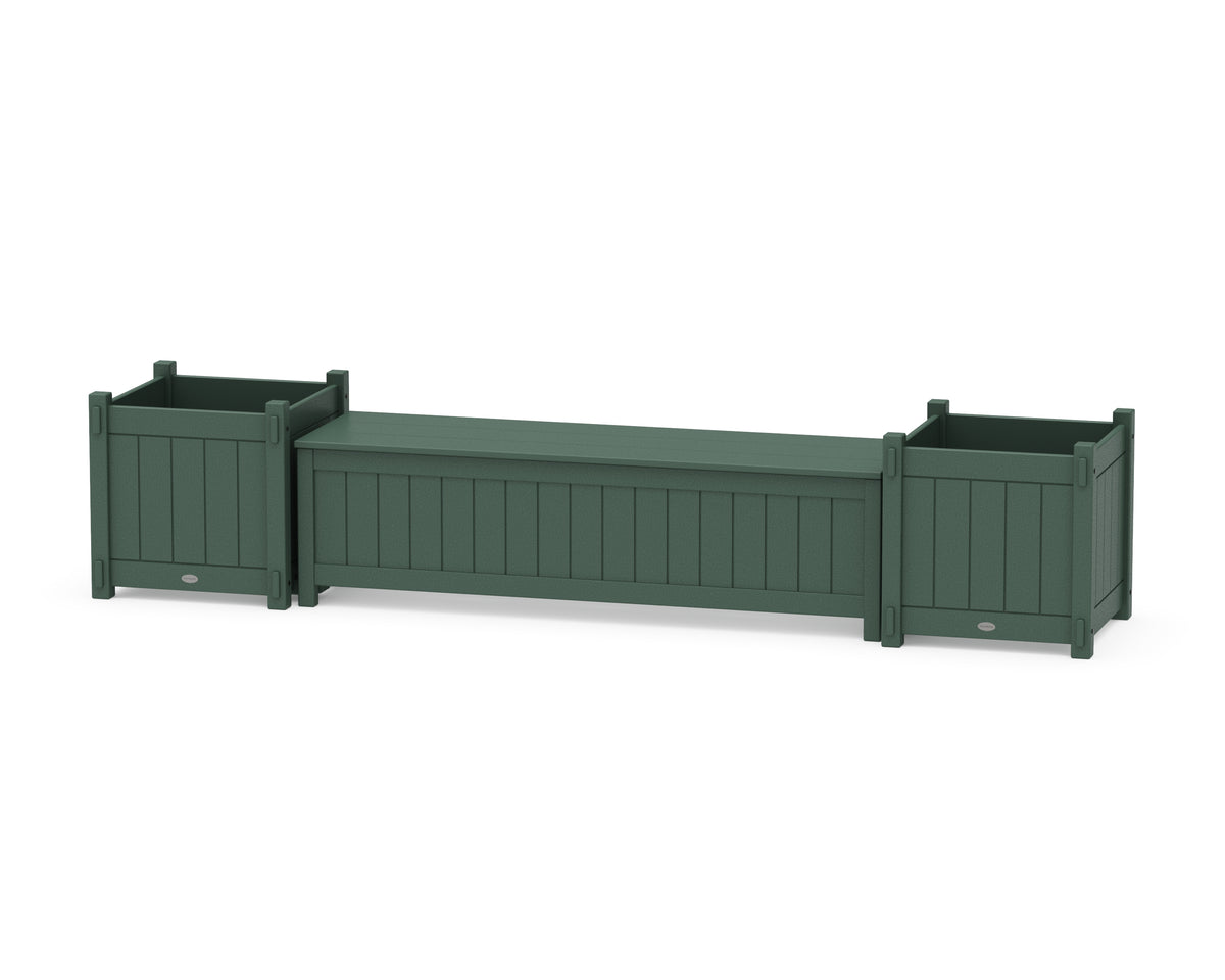POLYWOOD 60" Vineyard Straight Planter Storage Bench Set - Large in Green
