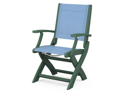 POLYWOOD Coastal Folding Chair in Green with Green arms and Poolside sling