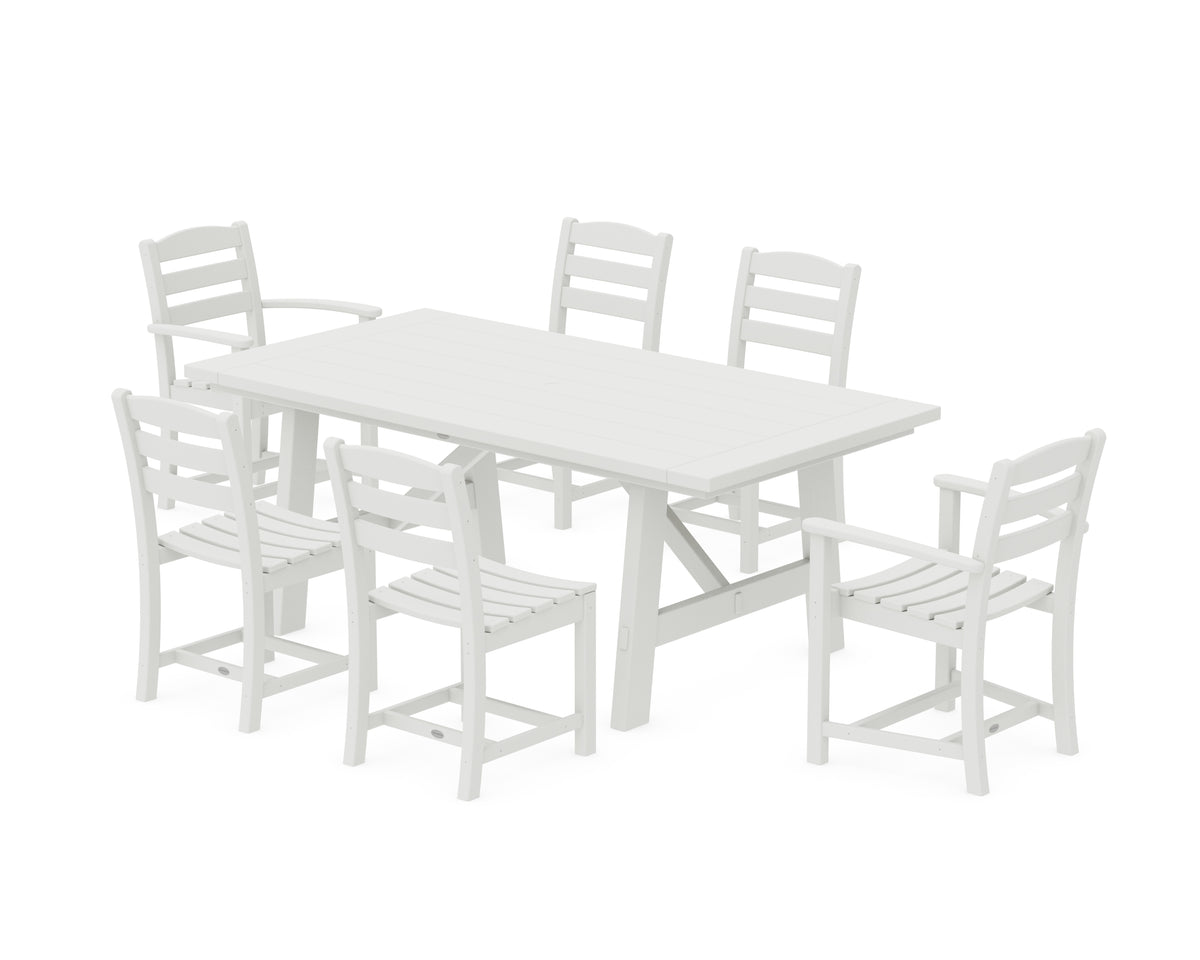 POLYWOOD La Casa Café 7-Piece Rustic Farmhouse Dining Set in Vintage White