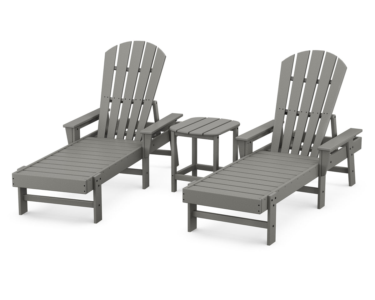 POLYWOOD South Beach Chaise 3-Piece Set in Slate Grey