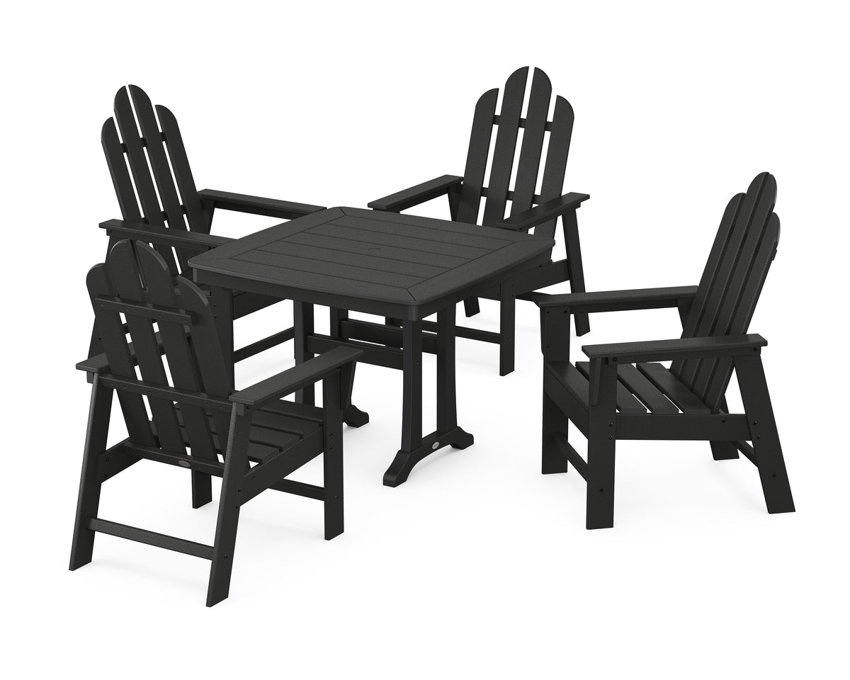 POLYWOOD Long Island 5-Piece Dining Set with Trestle Legs - 37" Table in Black