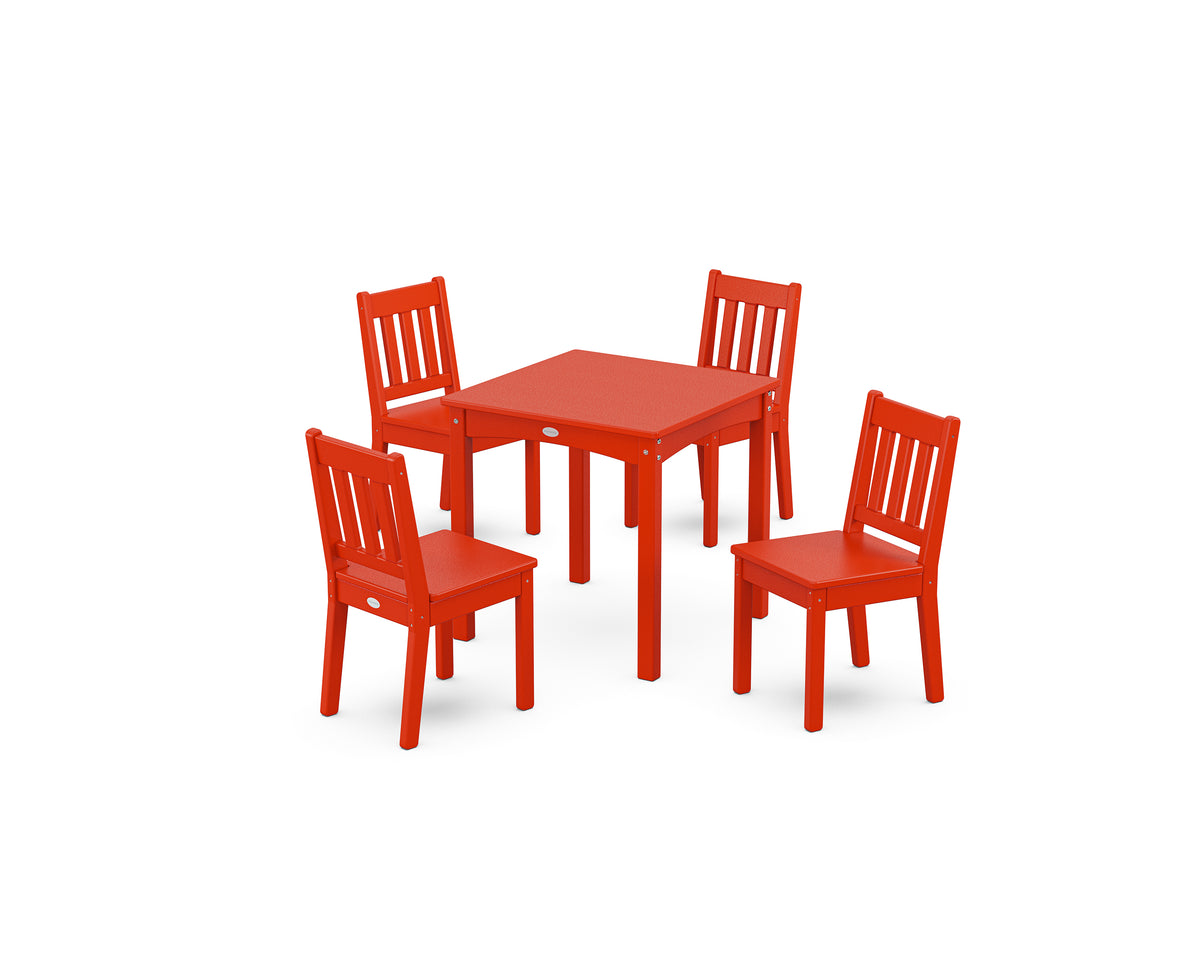POLYWOOD Vineyard Kids 5-Piece Dining Set in Sunset Red