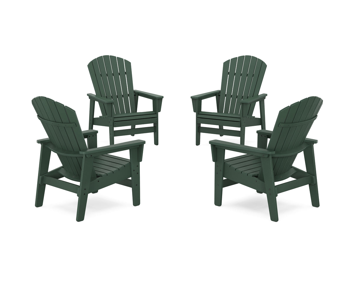 POLYWOOD 4-Piece Nautical Grand Upright Adirondack Chair Conversation Set in Green