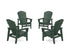 POLYWOOD 4-Piece Nautical Grand Upright Adirondack Chair Conversation Set in Green