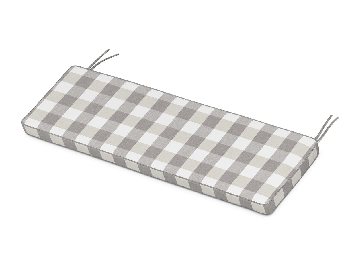 POLYWOOD Chinoiserie 60" Bench Seat Cushion in Buffalo Plaid Grey Mist
