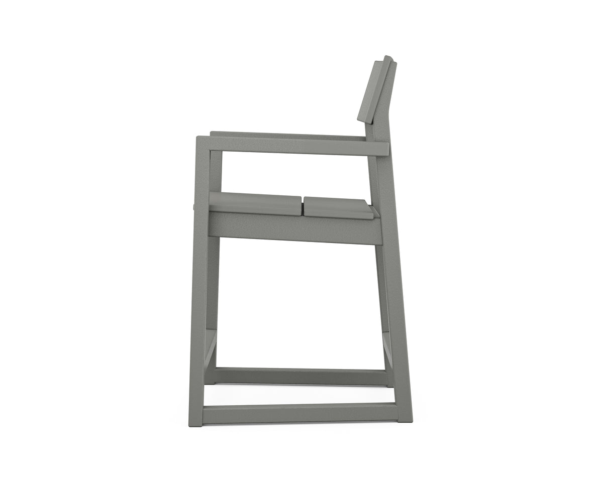 Alternate view of the POLYWOOD EDGE Counter Arm Chair in Slate Grey