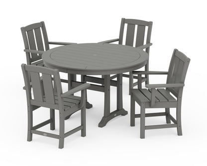 POLYWOOD Mission 5-Piece Round Dining Set with Trestle Legs in Slate Grey
