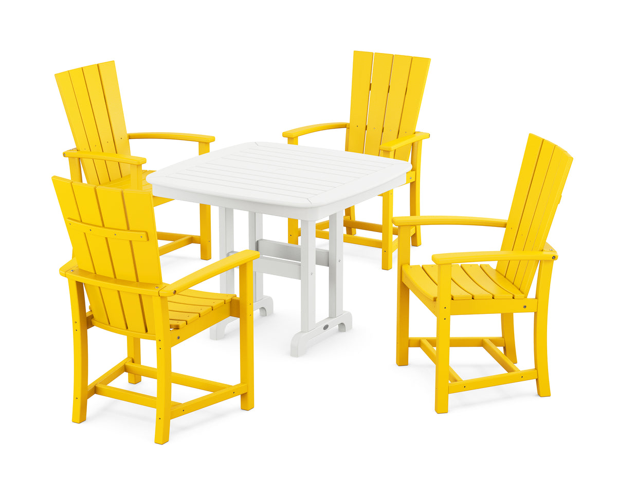 POLYWOOD Quattro 5-Piece Dining Set in Lemon / White