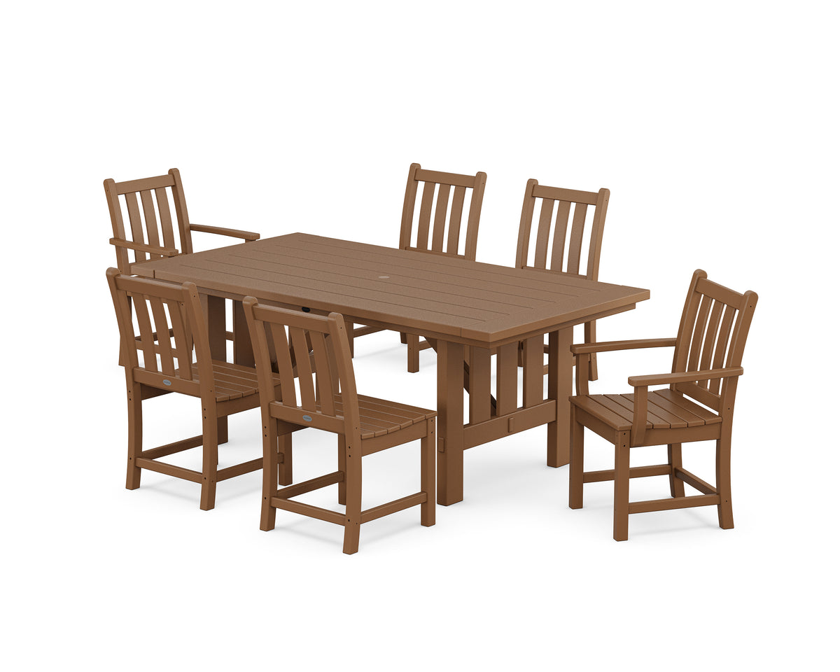 POLYWOOD Traditional Garden 7-Piece Dining Set with Mission Table in Teak