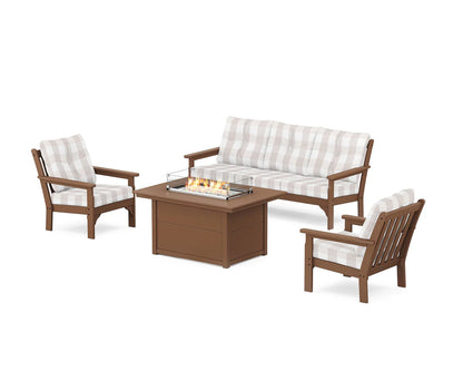 POLYWOOD Vineyard Deep Seating Fire Pit Table Set