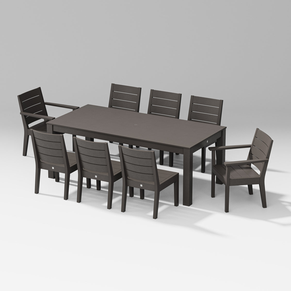 POLYWOOD Latitude 9-Piece Parsons Table Dining Set in Vintage Coffee