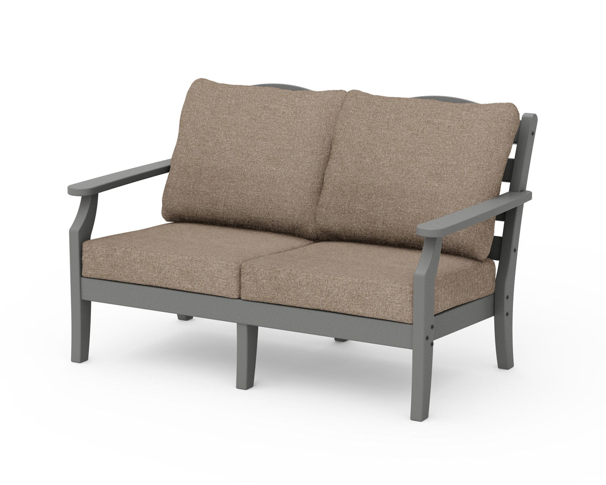 POLYWOOD Savannah Deep Seating Loveseat in Slate Grey / Spiced Burlap