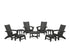 POLYWOOD Modern Grand Adirondack 9-Piece Conversation Set in Black