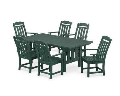 POLYWOOD Cottage Arm Chair 7-Piece Mission Dining Set in Green