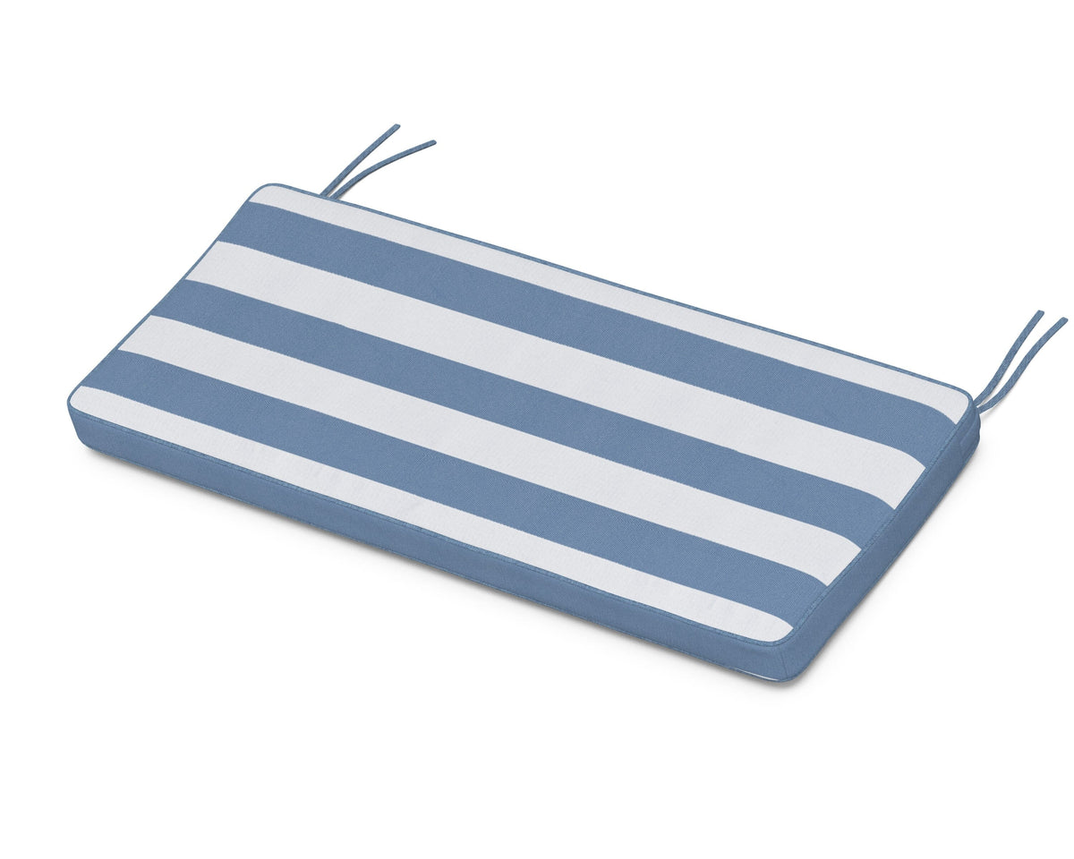POLYWOOD Chinoiserie 48" Bench Seat Cushion in Cabana Stripe Sky Blue