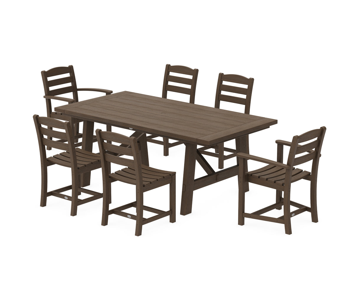 POLYWOOD La Casa Café 7-Piece Rustic Farmhouse Dining Set in Kona