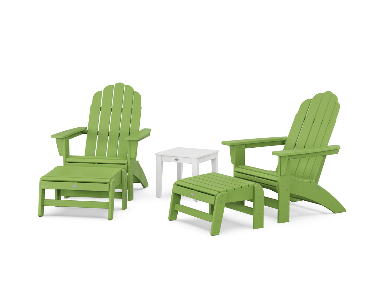 POLYWOOD 5-Piece Vineyard Grand Adirondack Set in Lime / White