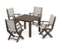 POLYWOOD Coastal Folding Chair 5-Piece Parsons Dining Set in Mahogany / Birch
